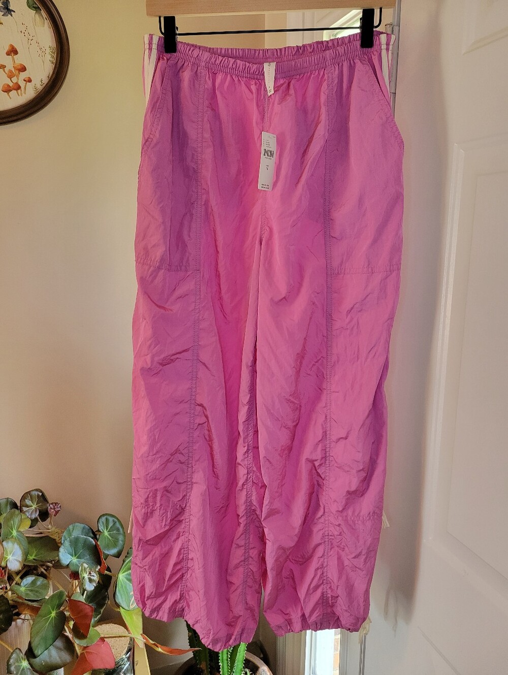 Daily Practice by Anthropologie Base Jump Pink Parachute Pants NEW, Size Medium